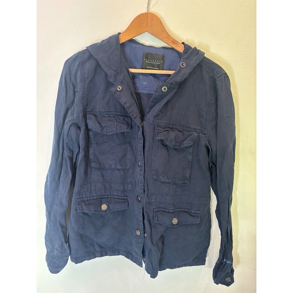 Sanctuary Jackets & Blazers - Sanctuary Navy Blue Utility Lightweight Jacket Patch Pocket Size Large